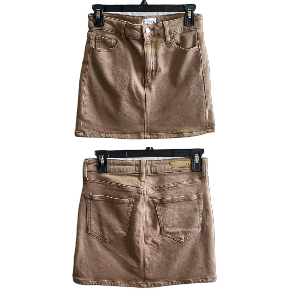 Cello Khaki size Small Beige Denim short mini skirt Worn once soft $55 preppy